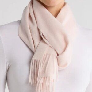 Nordstrom Tissue Weight Wool & Cashmere Scarf Shawl Pink Oversized Soft Fringe